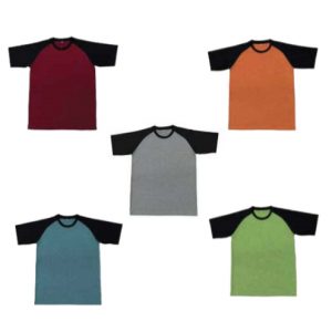 T-Shirt, Tee. Quick Dry Cationic Material. Polyester material. Round Neck. Color Sleeve.
